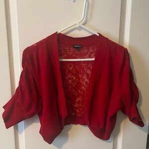 Torrid 2xl Red Lace cropped sweater shrug